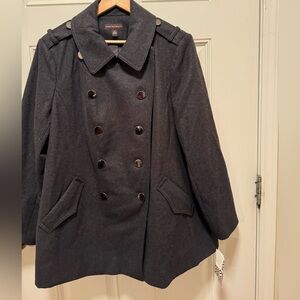 Dana Buchman Gray Wool Pea Coat